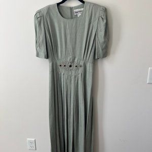 Vintage S.L. Fashions Western Prairie Dress Women's 12, Made in USA, Light Green
